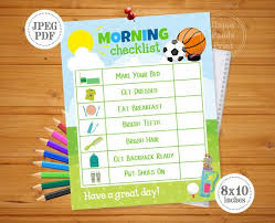Morning Checklist Printable Boy Morning Routine Checklist