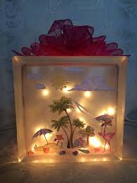 These are glass blocks we have made before. Flamingo Beach Scene Decorated Glass Block This Decorated Glass Block Is Just Perfect To Celebrate Spring O Decorative Glass Blocks Glass Blocks Flamingo Beach