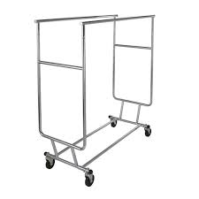 19.75 x 49.9 x 77 manufacturer's. 240033 Double Bar Collapsible Rolling Rack Same Day Shipping Retail Supplies By Wr Display Packaging