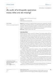 Pdf Clinical Audit An Audit Of Orthopedic Operation Notes