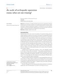 pdf clinical audit an audit of orthopedic operation notes