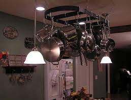 How To Hang A Pot Rack And Lights Over A Kitchen Island Ehow Kitchen Island Pot Rack Pot Rack Hanging Pot Rack