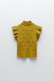 Gilet En Maille A Pompons Zara France Tricot Gilet Zara
