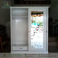 Jual lemari pakaian sliding 2 pintu kaca lemari geser. Lemari Baju Sliding 2 Pintu Jumbo Duco Putih Griya Mebel
