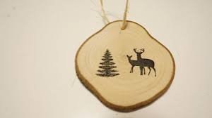 Woodland Deer Tree Slice Stamped Christmas Ornament Hunter Etsy Woodland Ornaments Gifts For Hunters Rustic Cabin Decor