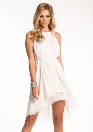 Junior Clothing White Layered Chiffon Hi Lo Dress Dresses Little White Dresses Cute Dresses