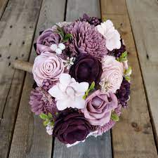 Plum is a color similar to purple. Dark Plum Mauve And Light Pink Wood Flower Bouquet Bridal Bouquet Bridesmaid Bouquet Flower Girl Toss Bouquet