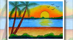 There are 4183 beach sunset drawing for sale on etsy, and they cost $7.35 on average. How To Draw Sea Beach Scenery Sunset Drawing With Oil Pastels Youtube