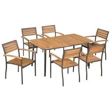 Avec ce mobilier, vous vous aménagez un coin détente à l'extérieur où vous reposer, manger, échanger. Mobilier A Diner Ensemble Repas De Jardin Salon De Jardin D Exterieur 7pcs Bois D Acacia Massif Et Acier Cdiscount Jardin