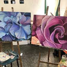Two Paintings Completed Today At Sydney Blooms Acrylicpainting Blooms Floretflowerfarm Acrylicpainting Flo Easy Flower Painting Painting Floral Painting