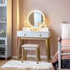 Costway Makeup Vanity Table 3 Color Lighting Modes Jewelry Dressing Walmart Com In 2020 Bedroom Vanity Set Vanity Table Set Makeup Table Vanity
