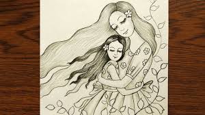 Mother S Day Drawing For Beginners Anneler Gunu Cizim رسم عيد الأم Mothers Day Drawings Mother And Child Drawing Drawings