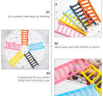 Dytern Birthday 10pcs Colorful Ladder Shape Plastic Cake Topper Sticks Cake  Decor for Cakes