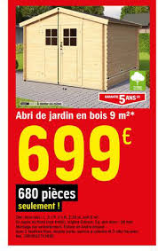 L.380 x p.280 x h.222 cm.dimensions interieures : Offre Abri De Jardin En Bois 9 M2 Chez Brico Depot