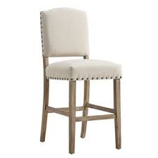Benchwright Premium Nailhead Upholstered Bar Height Chairs Set Of 2 By Inspire Q Artisan Beige Bar Height Chairs Bar Furniture Dining Room Bar