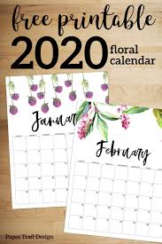 Free Printable Calendar 2020 Floral Paper Trail Design Free Printable Calendar Calender Printables Free Monthly Calendar