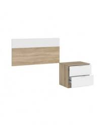 Il letto è l'elemento principe della zona notte. Comodino A Due Cassetti Con Testiera Per Letto Singolo Da 90 Cm Colore Rovere E Bianco Cm 150 X 50 X 38