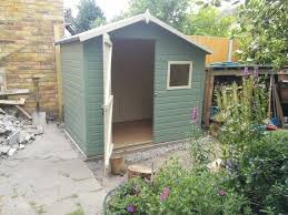 My New Shed Painted Willow Green And Cream Garden Front Of House Front Garden House Front