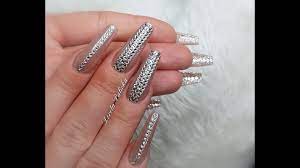 Nails Painted Underneath With Crystals Coffin Nails With Underneath Glitter Gel Polish Swarovski Youtube In 2021 Coffin Shape Nails Glitter Gel Polish Glitter Gel