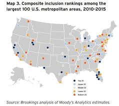 Map Composite Inclusion Rankings Among The Largest 100 U S Metropolitan Areas 2010 2015 Map Metropolitan Area Brookings