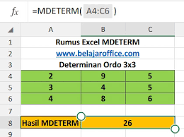 Ordo suatu matriks adalah ukuran matriks yang menyatakan banyak baris diikuti dengan banyak kolom.posisi baris menjadi kolom seperti contoh berikut: Mdeterm Rumus Excel Mencari Determinan Matriks Belajar Office
