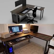 Render Vs Real Self Made Pc Desk In 2020 Pc Desk Desk Caravan Interior