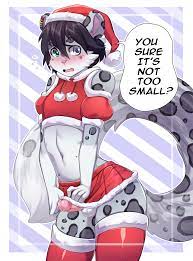 1boy anthro balls blush erection femboy furry girly iwbitu male  male only penis skirt snow leopard testicles thighhighs trap 