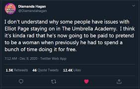 The latest tweets from elliot page (@theelliotpage). Best Take On Elliot Page And Future Season Of The Umbrella Academy Yet Traaaaaaannnnnnnnnns