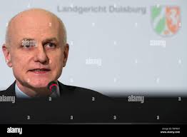 Duisburg, Germany. 05th Apr, 2016. Ulf-Thomas Bender, president of the  Duisburg district court, speaks during a press conference in Duisburg,  Germany, 05 April 2016. The court