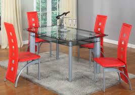 Crown mark henderson vinyl rectangular 5 piece dining table set. Red Rectangular Glass Top Dining Table Furniture Rugs Outlet