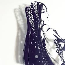 切り絵 2018 花笑み 藤のひと 切り絵 藤 papercraft paperart paperartist papercutart papercuttingart 切り絵プリント 切り絵 切り絵 図案