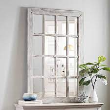 Old painted window,window pane art,floral painted window,sunflower poppy window,antique,window wall art,farmhouse decor,historic,upcycled. Whitewash Wood Windowpane Wall Mirror Kirklands