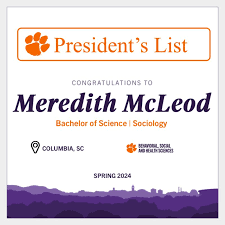 I am pleased to share that I have received the President's List for my…