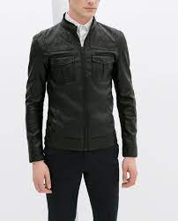 Zara Hombre Cazadora Polipiel Costado Punto Zara Man Leather Jacket Faux Leather Jackets Leather Jacket
