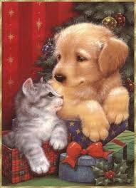 1000 Images About Christmas On Pinterest Vintage Santas Image Noel Cartes De Noel Chat Animaux De Noel