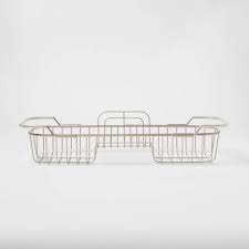 Hotel style bathtub caddy rack satin nickel aromatherapy tablet book wine tray. Bathtub Caddy Threshold Target