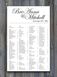 printable wedding seating chart black and white reception