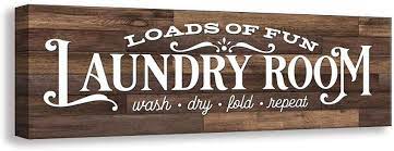 The best signs serve two purposes: Kas Home Vintage Laundry Room Canvas Wall Art Rustic Laundry Rules Prints Signs Framed Bathroom Laundry Wall Decor 17 X 6 Inch Laundry C Amazon Ca Home