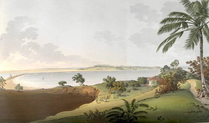 View of the Breach from Love Grove, Bombay - 1800 This is plate 6 from James Wales' 'Bombay Views'. The series was painted for Sir Charles Malet (1752-1815), the British Resident of