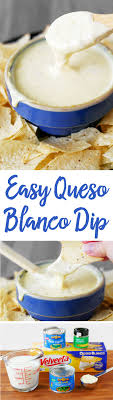 This Easy Queso Blanco Recipe Is A Quick Way To Make White Cheese Dip Using Velveeta And Peppers Serve With Chips As A Taco Side Dishes White Cheese Dip Food