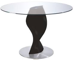 designer table ronde plateau verre et pied fibre de verre laque noir torsada dimensions d 110 x h 76 cm lestendances fr plateau en verre fibre de verre table ronde en verre