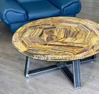 Luxury Tiger Eye Round Coffee Table | Handmade Semi-precious ...
