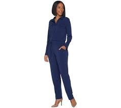 Attitudes By Renee Regular Como Jersey Cargo Jumpsuit Qvc Com