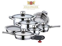 Zillinger Swiss 17 Piece Deluxe 18 10 Stainless Steel Pots Pans Cookware Set Induction Cookware Set Stainless Steel Cookware Set Stainless Steel Cookware