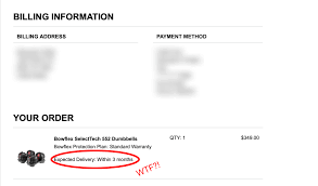 What will your next major purchase be? Email Scam Bowflex Emailed Me To Say Weights Were In Stock Getting Me To Purchase Them Then I Get Shipping Est Of 3 Months Bowflex