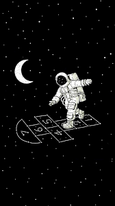 Aesthetic Black And White Galaxy Wallpaper Astronaut Hopscotch Space Lukisan Galaksi Ilustrasi Karakter Ruang Angkasa