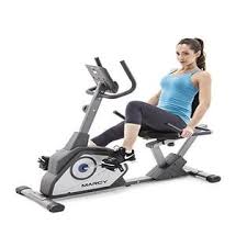 This cardio equipment has an adjustable magnetic resistance, with eight preset levels. Marcy Fitness Marcy Magnetic Recumbent Exercise Bike With 8 Resistance Levels Ns 40502r Grey