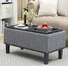Amazon Com Storage Ottoman Coffee Table Modern Eco Friendly With Reversible Tray Tops Kitchen Storage Ottoman Coffee Table Ottoman Coffee Table Coffee Table
