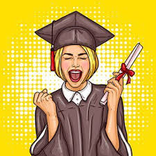 Pop Art Excited Girl Graduate Student In A Graduation Cap And Ma Graduation Art Pop Art Girl Graduation Girl
