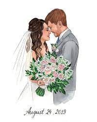 Anniversary Gift Marriage Goals Wedding Anniversary Illustration In 2021 Couple Illustration Wedding Wedding Painting Wedding Portraits